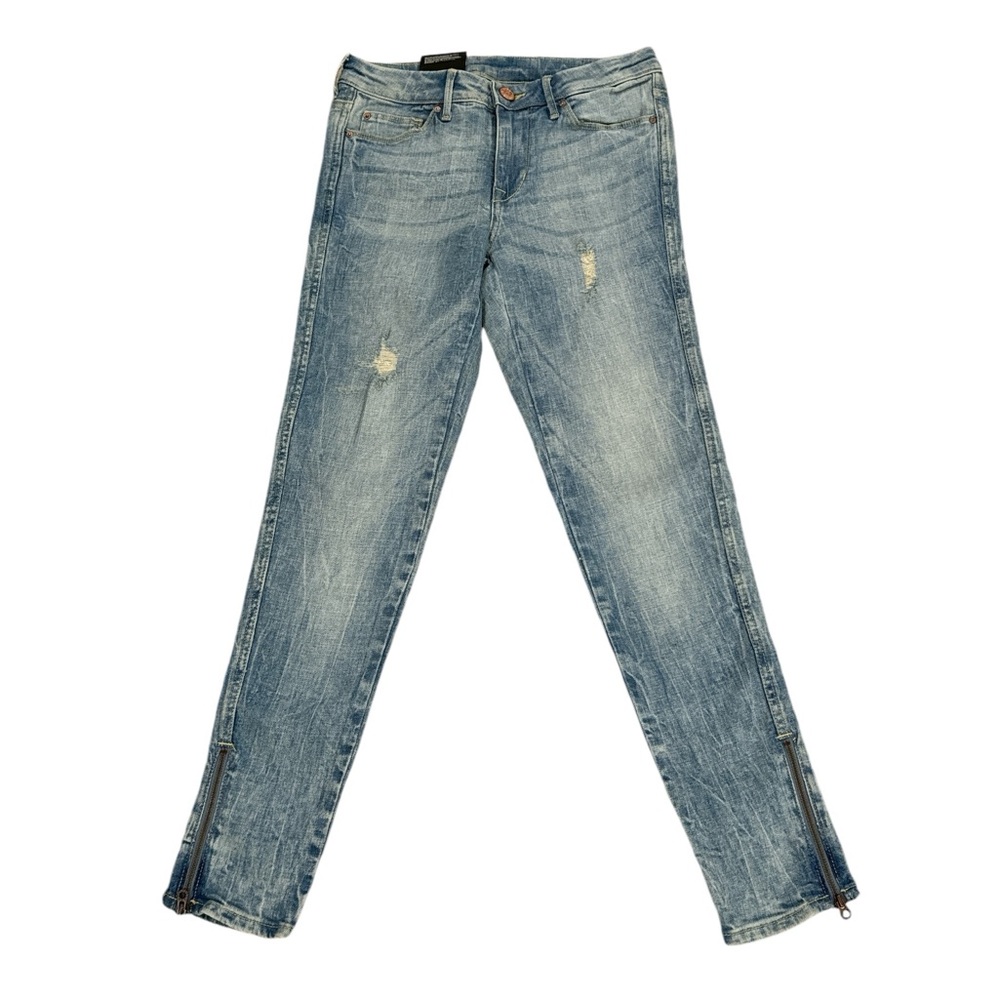 H&M Divided Acid Light Wash Superslim Zippered Ankle Skinny Jeans